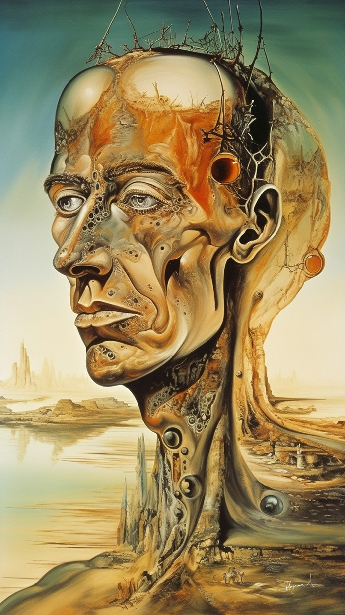 The human soul - Surreal oil painting. Style by Salvador Dali