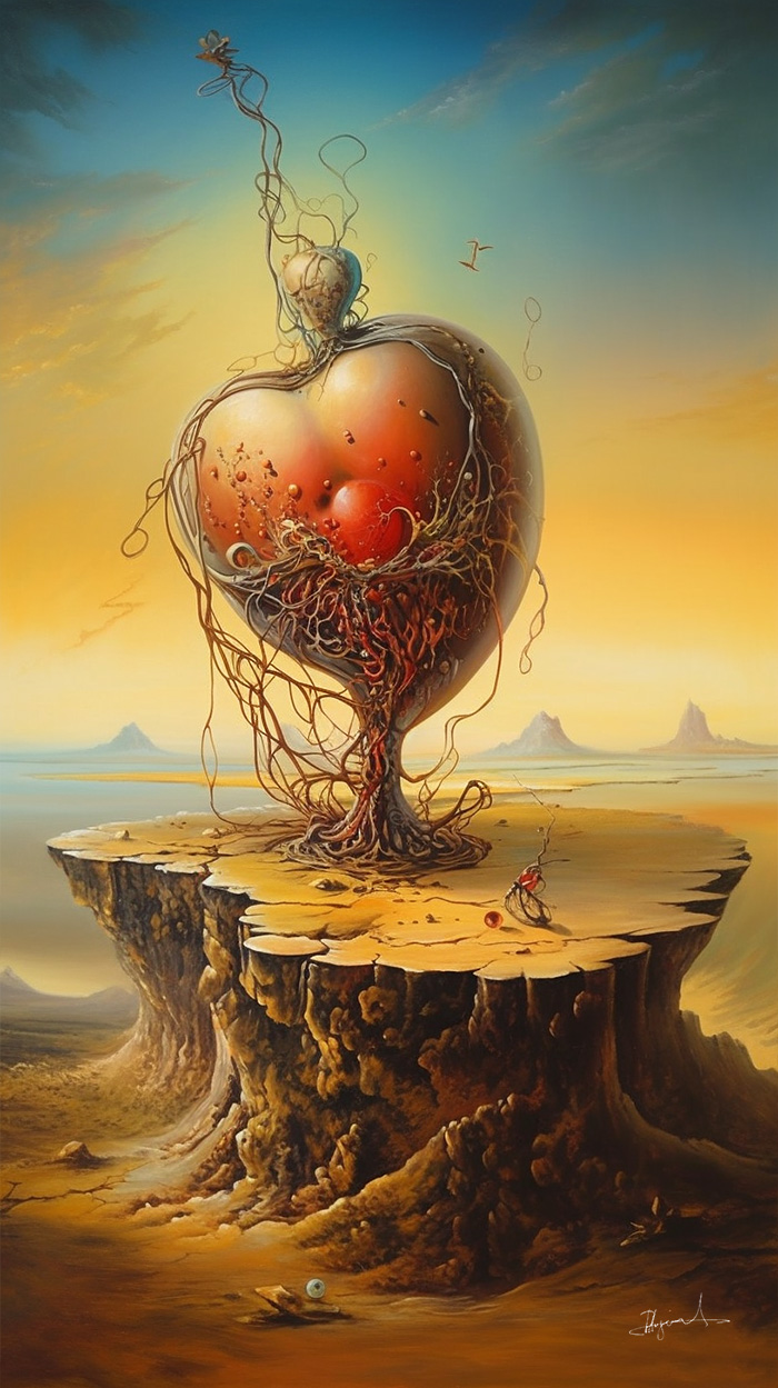 The true love - Surreal oil painting. Style by Salvador Dali